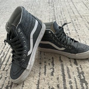 VANS- sparkley silver high tops. Size 8 women’s